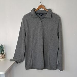 Lands’ End Gray Fleece Quarter Zip Pullover Women’s 14/16 Large  Soft & Warm